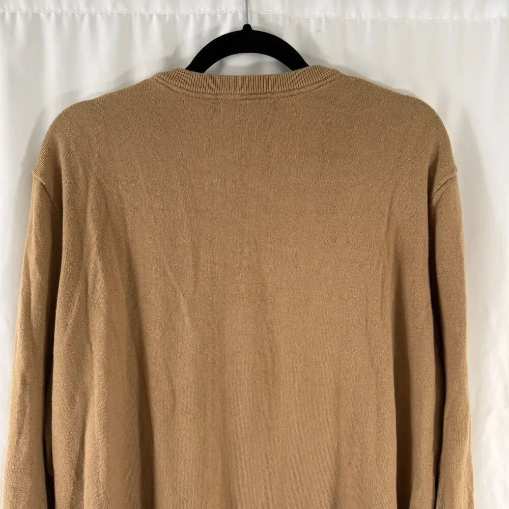 Banana Republic Cashmere Blend Sweater Men's XL Brown Tan V-Neck Long Sleeve